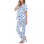 Women's Short Sleeve Pants Tropical Pajama Set, 2-Piece