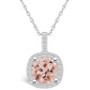 Morganite (2 Ct. T.W.) and Diamond (1/4 Ct. T.W.) Halo Pendant Necklace in 14K White Gold