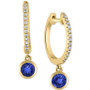 EFFY® Sapphire (5/8 ct. t.w.) & Diamond (1/10 ct. t.w.) Dangle Hoop Drop Earrings in 14k Gold