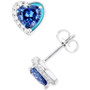 Blue and White Cubic Zirconia Stud Earrings in Sterling Silver