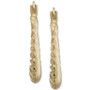 Ribbed Graduated Small Oval Hoop Earrings in 10k Gold, 3/4"