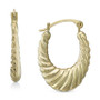 Ribbed Graduated Small Oval Hoop Earrings in 10k Gold, 3/4"