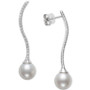 Cultured Freshwater Pearl (9mm) & Diamond (3/8 ct. t.w.) Swirl Drop Earrings in 14k White Gold, Created for Macy's