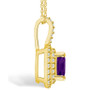 Amethyst (2 Ct. T.W.) and Diamond (1/2 Ct. T.W.) Halo Pendant Necklace in 14K Yellow Gold