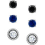 3-Pc. Set Multicolor Cubic Zirconia Stud Earrings with Interchangeable Halo Jackets in Sterling Silver, Created for Macy's