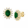 EFFY® Sapphire (2-7/8 ct. t.w.) & Diamond (5/8 ct. t.w.) Halo Stud Earrrings in 14k Gold (Also available in Emerald)