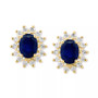 EFFY® Sapphire (2-7/8 ct. t.w.) & Diamond (5/8 ct. t.w.) Halo Stud Earrrings in 14k Gold (Also available in Emerald)