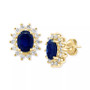 EFFY® Sapphire (2-7/8 ct. t.w.) & Diamond (5/8 ct. t.w.) Halo Stud Earrrings in 14k Gold (Also available in Emerald)
