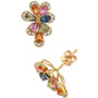 EFFY® Multi-Sapphire (2-1/2 ct. t.w.) & Diamond (1/5 ct. t.w.) Flower Stud Earrings in 14k Gold