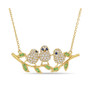 Created Blue and White Sapphire (1 1/4 ct. t.w.) Tsavorite (1/6 ct. t.w.) Leaf Chick Necklace in 18k Gold Over Sterling Silver