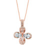 Aquamarine (1-3/8 ct. t.w.), Morganite (1-1/3 ct. t.w.) & Diamond (1/3 ct. t.w.) Flower Pendant Necklace in 14k Rose Gold, 16" + 2" extender
