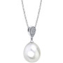 Cultured Freshwater Pearl (12mm) & Diamond (1/10 ct. t.w.) 18" Pendant Necklace in 14k White Gold