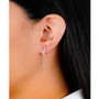 Cubic Zirconia Front Back Post Chain Earrings in Sterling Silver
