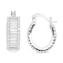 Cubic Zirconia Baguette Hoop Earrings in Sterling Silver or 14k Gold-Plated Sterling Silver