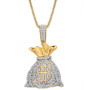 Men's Diamond MoneyBag 22" Pendant Necklace (1/2 ct. t.w.) in 14k Gold-Plated Sterling Silver