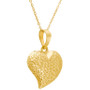Textured Puff 17" Heart Pendant Necklace in 10k Gold