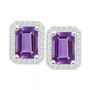 Amethyst (2 ct. t.w.) & Diamond (1/5 ct. t.w.) Halo Stud Earrings in Sterling Silver (Also in Citrine, Garnet, Peridot, & Blue Topaz)