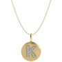 14k Gold Necklace, Diamond Accent Letter K Disk Pendant