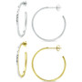 2-Pc. Set Textured Medium Hoop Earrings in Sterling Silver & 18k Gold-Plate, 1-1/4", Created for Macy's