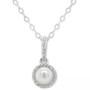 Cultured Freshwater Pearl & Diamond Accent 18" Pendant Necklace in Sterling Silver (Also in Onyx, Turquoise, & Labradorite)