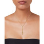 Double Bead Adjustable 18" Lariat Necklace in 10k Gold