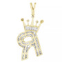 Men's Diamond (3/8 ct.t.w.) Crowned Initial Pendant in 10k Yellow Gold