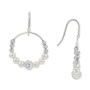 Cultured Freshwater Pearl (4-5mm) Graduated Leaf & Crystal Circle Drop Earrings in Sterling Silver