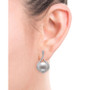 Cultured Freshwater Button Pearl (10-11mm) & Cubic Zirconia Drop Earrings in Sterling Silver