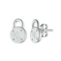 Sterling Silver and Diamond Padlock Stud Earring