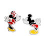 Children's Mickey & Minnie Mouse Mismatched Stud Earrings in Sterling Silver and Enamel