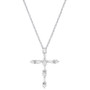 Sterling Silver White Cubic Zirconia Cross Pendant Necklace (1-1/2 ct. t.w.)