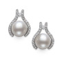 Cultured Freshwater Button Pearl (7mm) & Cubic Zirconia Stud Earrings in Sterling Silver, Created for Macy's