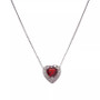 Garnet (1 ct. t.w.) & White Topaz (1-3/8 ct. t.w.) Heart 18" Pendant Necklace in Sterling Silver (Also in Amethyst, Sky Blue Topaz, Citrine, & Peridot)