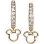 Cubic Zirconia Mickey Mouse Charm Huggie Hoop Earrings in 18k Gold-Plated Sterling Silver