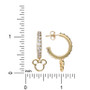 Cubic Zirconia Mickey Mouse Charm Huggie Hoop Earrings in 18k Gold-Plated Sterling Silver
