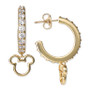 Cubic Zirconia Mickey Mouse Charm Huggie Hoop Earrings in 18k Gold-Plated Sterling Silver