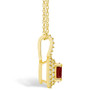 Garnet (1-5/8 Ct. T.W.) and Diamond (3/8 Ct. T.W.) Halo Pendant Necklace in 14K Yellow Gold