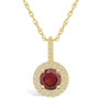 Garnet (1-5/8 Ct. T.W.) and Diamond (3/8 Ct. T.W.) Halo Pendant Necklace in 14K Yellow Gold