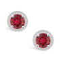 Created Ruby (2 ct. t.w.) and Created Sapphire (1/5 ct. t.w.) Halo Studs in 10K White Gold
