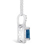 London Blue Topaz (1 Ct. T.W.) and Diamond (1/5 Ct. T.W.) Halo Pendant Necklace in 14K White Gold