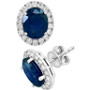 EFFY® Sapphire (3-3/4 ct. t.w.) & Diamond (1/2 ct. t.w.) Halo Stud Earrings in 14k White Gold