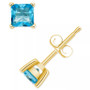 Blue Topaz Square Stud Earrings (7/8 ct. t.w.) in 14k Gold