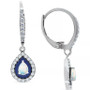 Blue Topaz (1/3 ct. t.w.), Cubic Zirconia, & Enamel Pear Dangle Hoop Earrings in Sterling Silver (Also in Lab-Created Opal & Amethyst), Created for Macy's