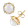 Cultured Freshwater Pearl (7mm) & Diamond (1/6 ct. t.w.) Stud Earrings in 14k Gold