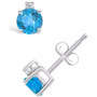 Blue Topaz (5/8 ct. t.w.) and Diamond Accent Stud Earrings in 14K Yellow Gold or 14k White Gold