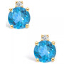 Blue Topaz (5/8 ct. t.w.) and Diamond Accent Stud Earrings in 14K Yellow Gold or 14k White Gold