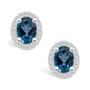 London Topaz (3-1/5 ct. t.w.) and Diamond (3/8 ct. t.w.) Halo Stud Earrings in 14K White Gold
