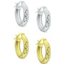 2-Pc. Set Textured Small Huggie Hoop Earrings in Sterling Silver & 18k Gold-Plate, 15mm