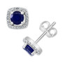 EFFY® Sapphire (7/8 ct. t.w.) & Diamond (1/8 ct. t.w.) Halo Stud Earrings in 14k White Gold