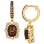 Chocolate Quartz (2-1/2 ct. t.w.) & Diamond (5/8 ct. t.w.) Dangle Hoop Earrings in 14k Gold